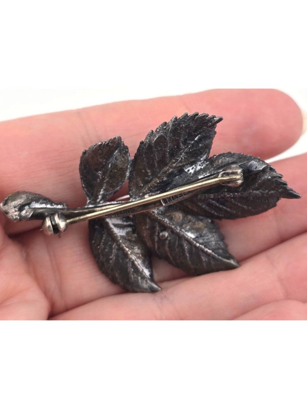 Vintage Ove Eriksen Sterling Silver Leaf Brooch Denmark Scandinavian - Picture 2 of 6